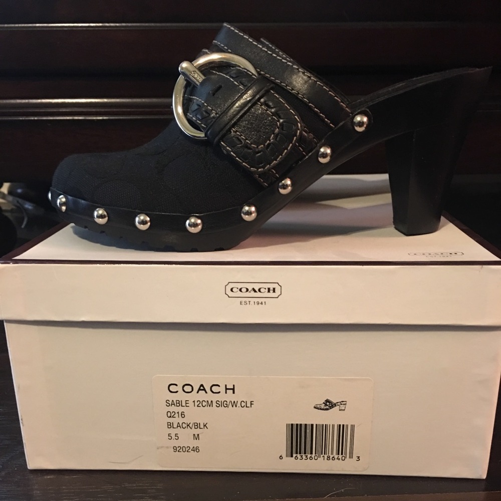 Coach Sable mules in Black Signature canvas